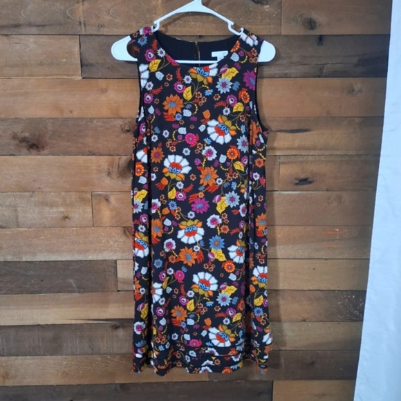 J. Jill Dresses & Skirts - J. Jill Black Floral Bohemian Preppy Knee-Length Layered Dress Size S Pockets 💐